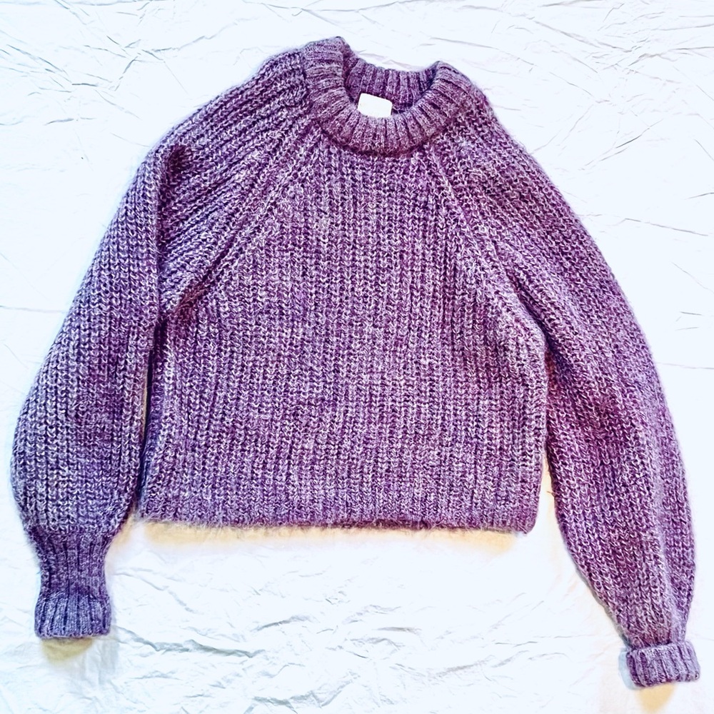 H&M Women's Purple Lavender Thick Wool Alpaca Crew Neck Sweater size Small